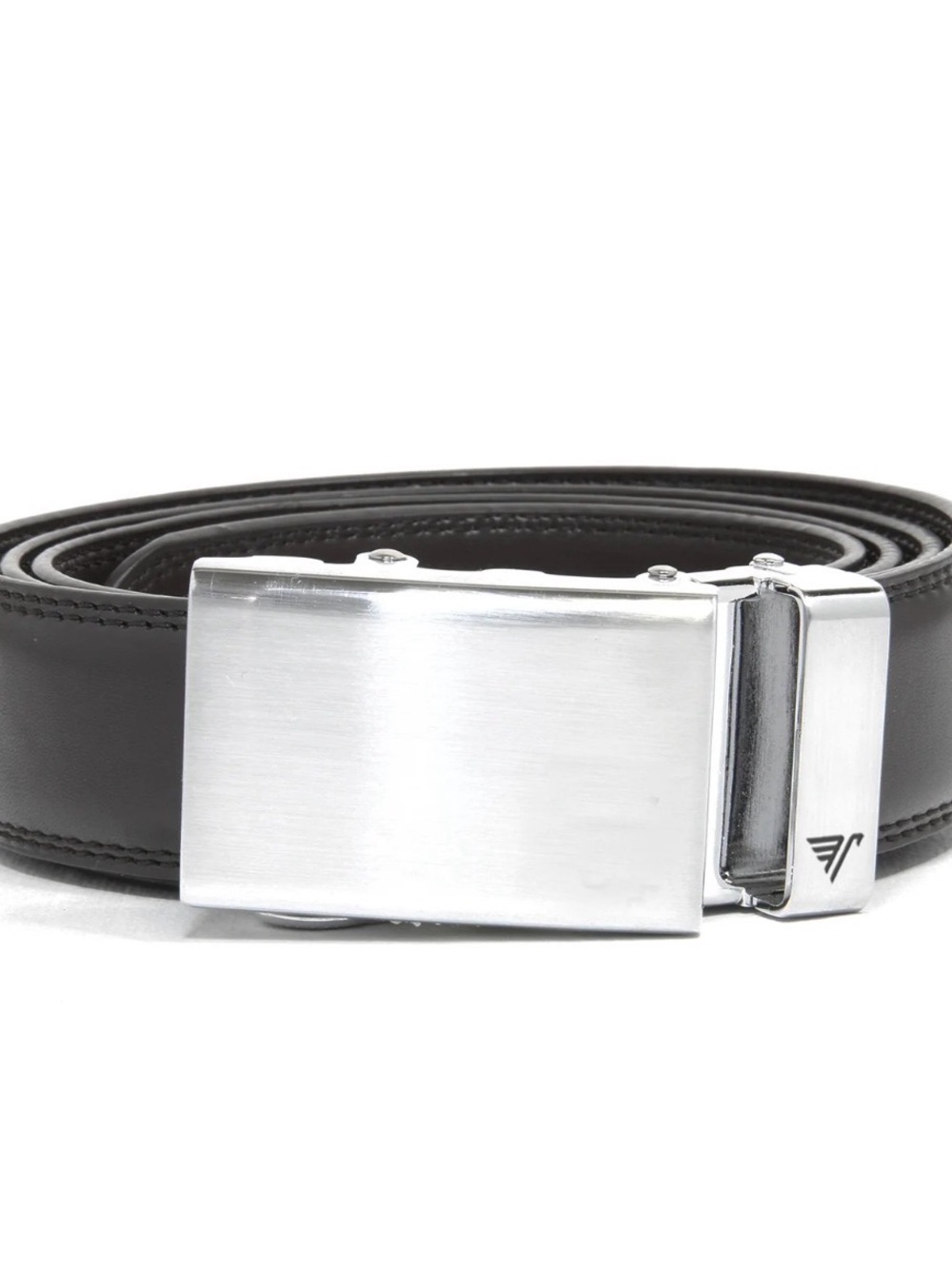 Boys Mission Black Leather Belt with Silver Automatic Buckle size 28